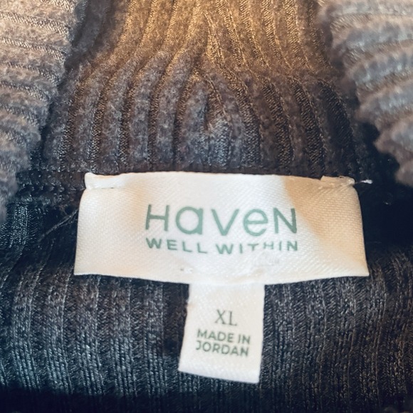 Haven Well Within Ribbed Mock Neck Zip Front Top XL Stretch Gray - Picture 4 of 9